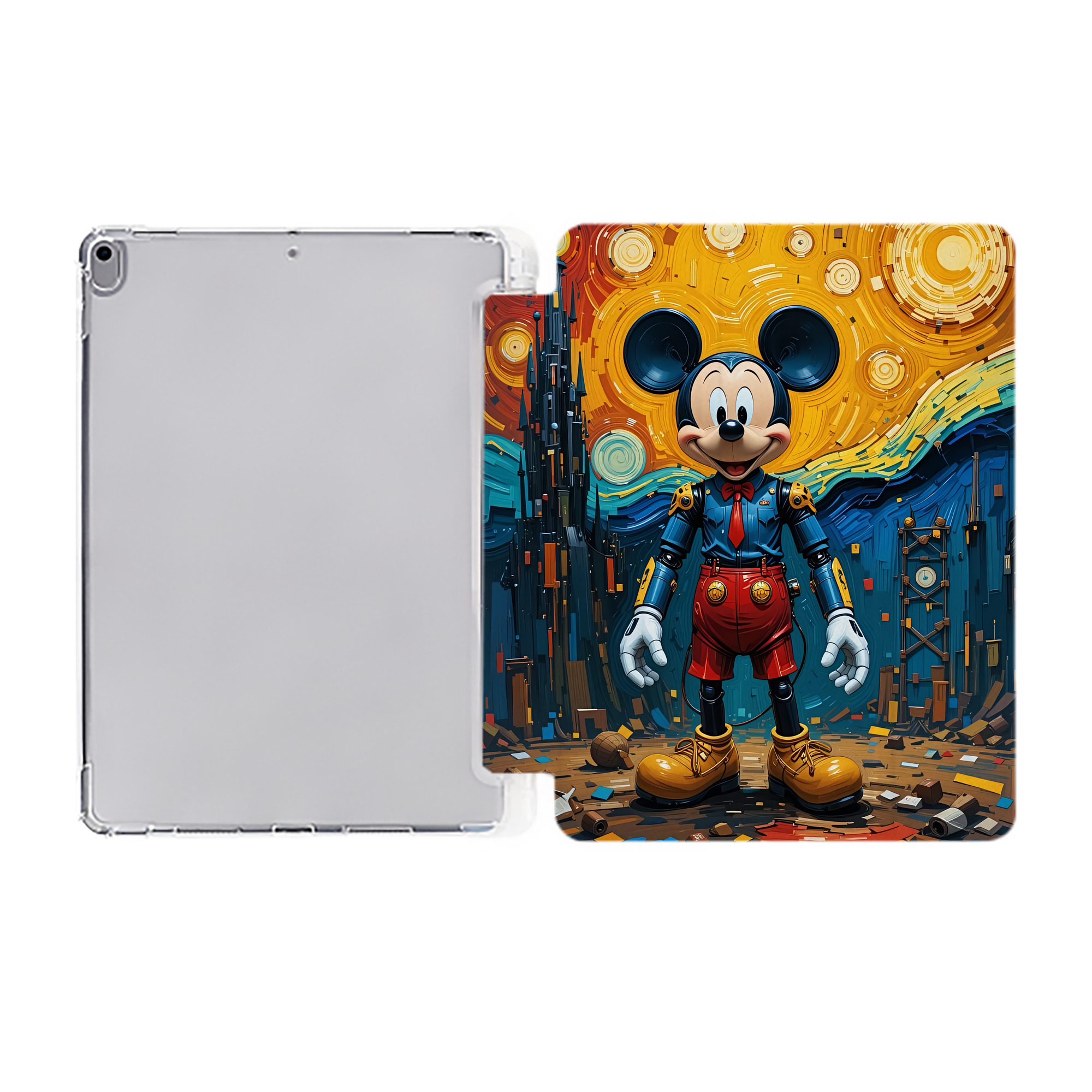 ミッキーマウス Mickey Mouse IPad ケース ペン収納付き 三つ折りスタンド PUレザー×シリコン 対応機種9.5/10.5/10.9インチ